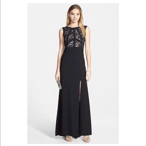WORN ONCE! Black formal dress with leg slit!